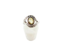 Oval Citrine Crystal Glass Accented Sterling Silver Ring Size 6 — Sterling Silver, Silver • Citrine — front view