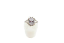 Sparkly Cocktail Halo Party Ring 9x7mm CZ Solitaire With Accents Size 6 — front view