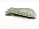 Money Clip Antique Italian 800 Silver Hand Engraved Foliate Cartouche Pocket Clip Ornate Scrollwork Victorian Era