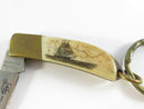 Rare Unicorn National Blade Fox Tail Keychain Pocket Knife NJ Scrimshaw Ship Handle Slipjoint