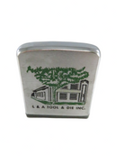 Zippo Rule Advertising Tape Measure L & A Tool & Die Inc Brushed Stainless Bradford Pa 1970s Promotional