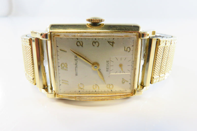 c1950's Wittnauer 73 Revue 17 Jewel Men's Wrist Watch 10K G.F. Band