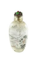 Chinese Reverse Hand Painted Snuff Bottle With Stopper Cracked Glass — front view