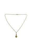 16 3/4" Gilded Chain with Gilded Enameled Flower Pendant — Necklaces & Pendants • Gold • Diamond — front view