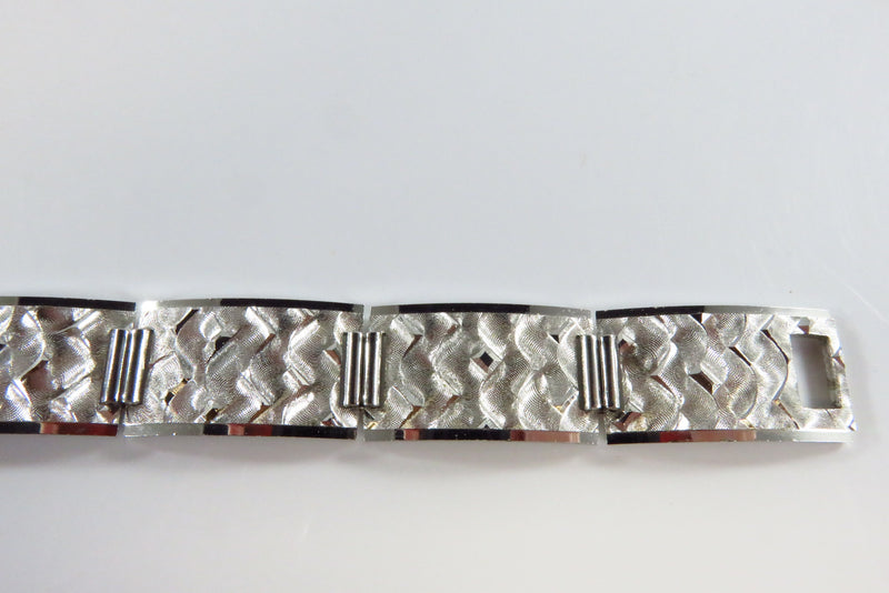 Vintage Anson Silver White Metal Fancy Weave Patter Box Bracelet 6 7/8"