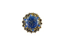 Big Bold Mogul Gilded Metal Blue Stone Surround Blue Resin Adjustable Ring — front view