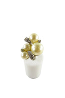 Faux Pearl and Rhinestone Cocktail Ring Vintage Adjustable Size 6 3/4 — Pearl — front view
