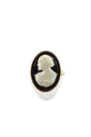 Sarah Coventry Faux Cameo Gilded Adjustable Ring Size 5 1/2 Adjustable — front view