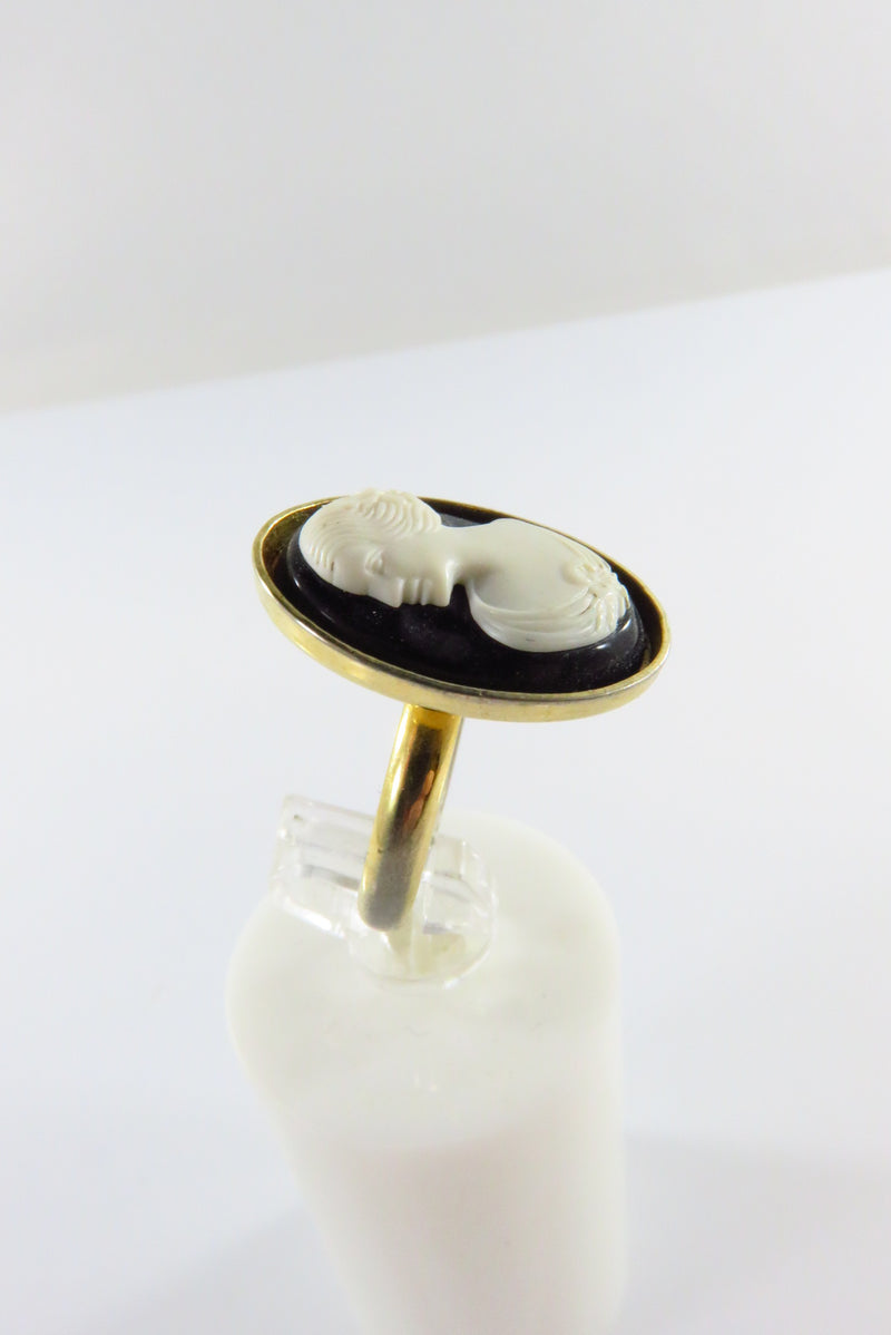 Sarah Coventry Faux Cameo Gilded Adjustable Ring Size 5 1/2 Adjustable