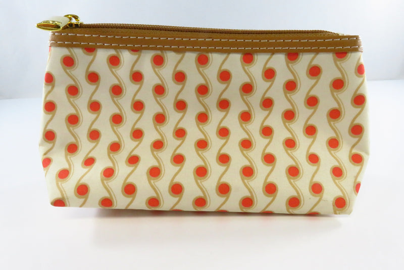 Estee Lauder PVC Floral Orange Brown Cream Colored Cosmetic Bag Small
