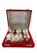 Etched Wine Cup Cordial Goblet Red Cased Set of 6 - 1960s Silver-plated — Silver — front view