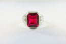 10K White Gold Ruby Solitaire Art Deco LaFrance Pinky Ring Size 9.25 product image for Just Stuff I Sell, clear front view, neutral background, original listing photo, optimized descriptive alt text, centered composition variant 5