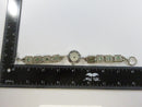 Geneva Quartz Bracelet Watch Japan Movt Green Faux Stone Square Link Toggle Clasp 7.75in Silver Tone