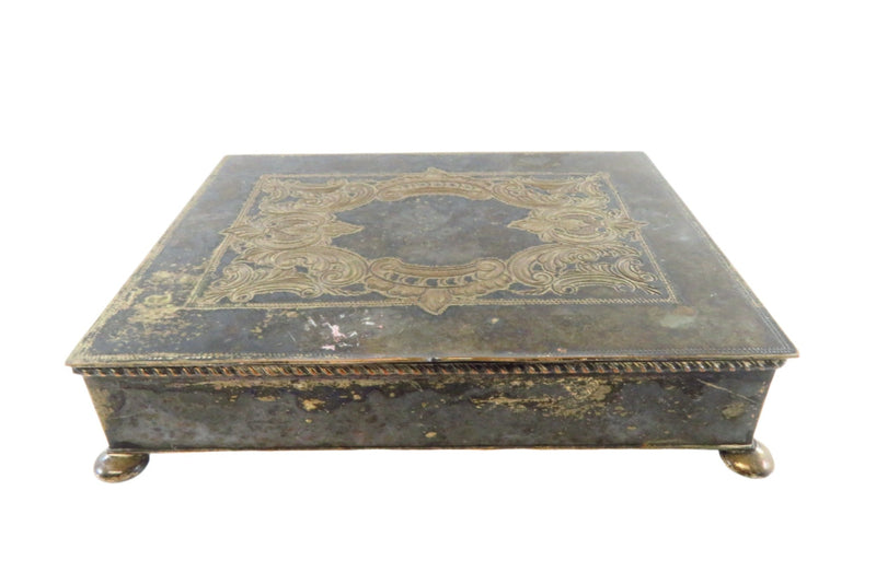 Antique Silver Plate Metal Box 6 3/8" W x 5" D x 1 3/8" High For Repair — Jewelry & Watches > Jewelry Boxes & Organizers > Je