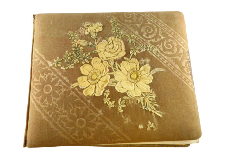 Dilapidated Large Cabinet Card Photo Album for Restoration 12.5"x10.5"x2.25" — front view