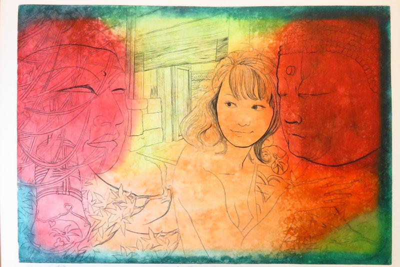 David Silverberg Artist Proof Invitation a la Sagesse Colored Engraving 20 1/4" — front view