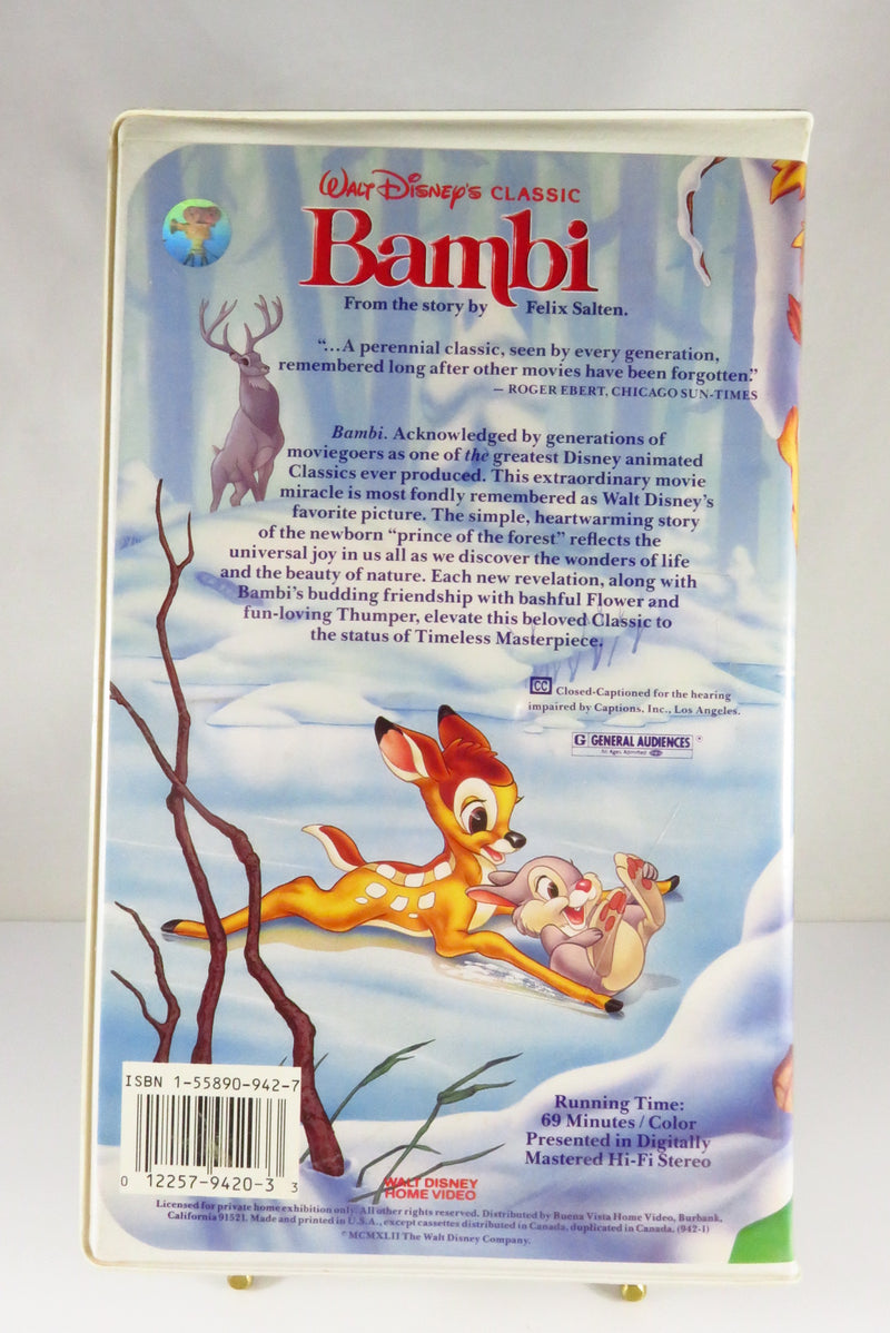 Walt Disney's Classic Bambi Black Diamond The Classics VHS Tape 942