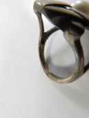 Sterling Silver 925 Basket Weave Knot Statement Ring Freshwater Pearl Center Designer S Mark Size 6 3/4