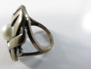 Sterling Silver 925 Basket Weave Knot Statement Ring Freshwater Pearl Center Designer S Mark Size 6 3/4