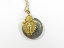 Miraculous Medal Pendant 10K Yellow Gold Virgin Mary Catholic Medal HMH Religious Mfg Vintage