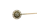 Antique 10K Gold Diamond Stick Pin Edwardian Filigree Lapel Tie Pin 2.5mm Natural Diamond Estate Jewelry
