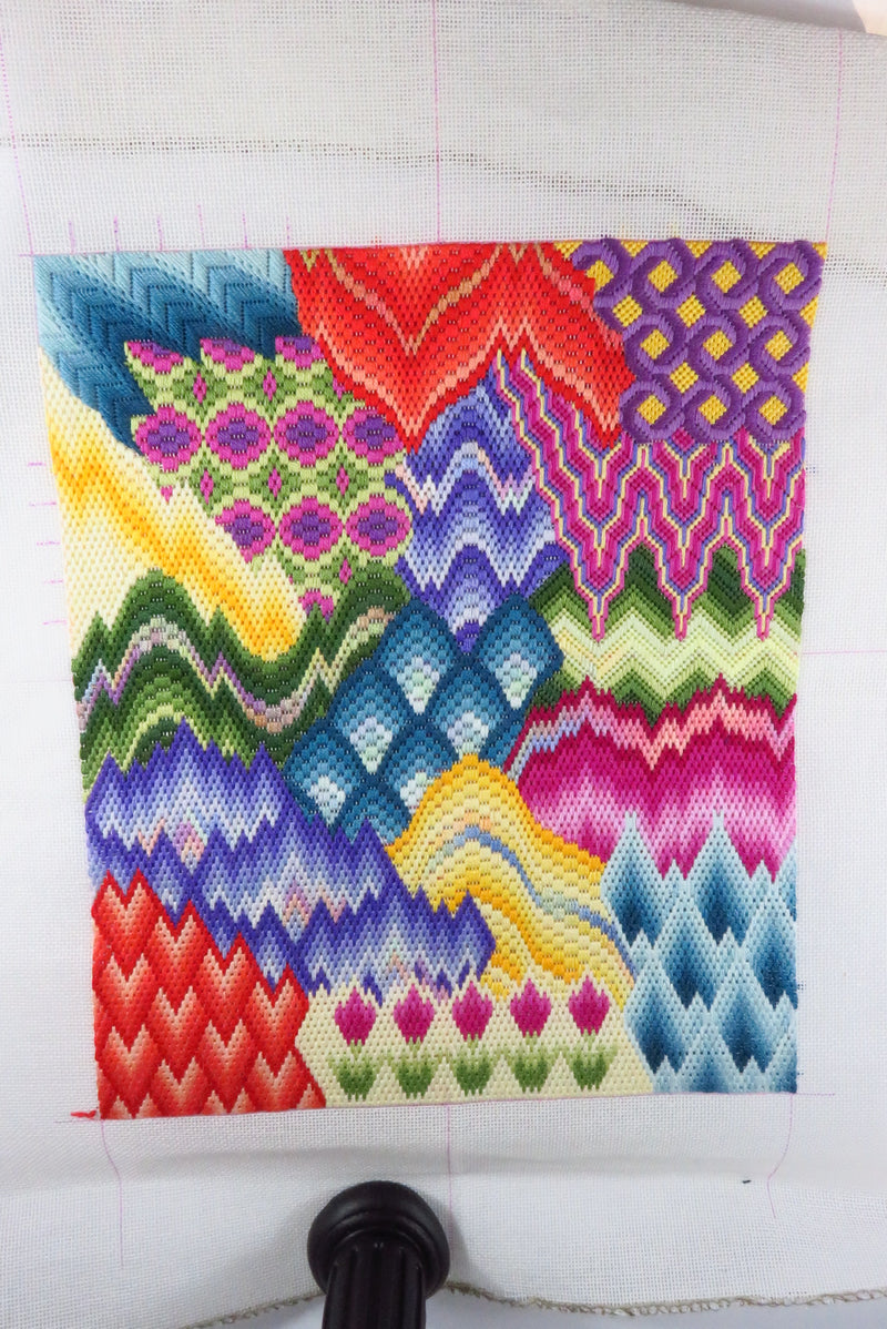 Medium Completed At Willow Tree Pond Themed Needlepoint Bargello