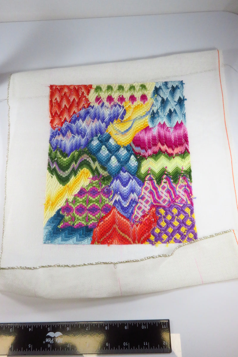 Medium Completed At Willow Tree Pond Themed Needlepoint Bargello 17 3/4" x 13 1/2"
