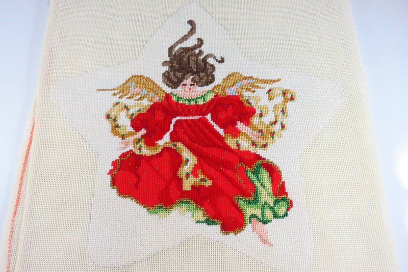 Medium Completed Angel Needlepoint Edie and Ginger Tree Topper Ornament