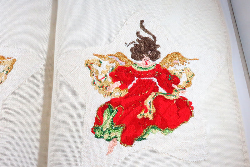 Medium Completed Angel Needlepoint Edie and Ginger Tree Topper Ornament
