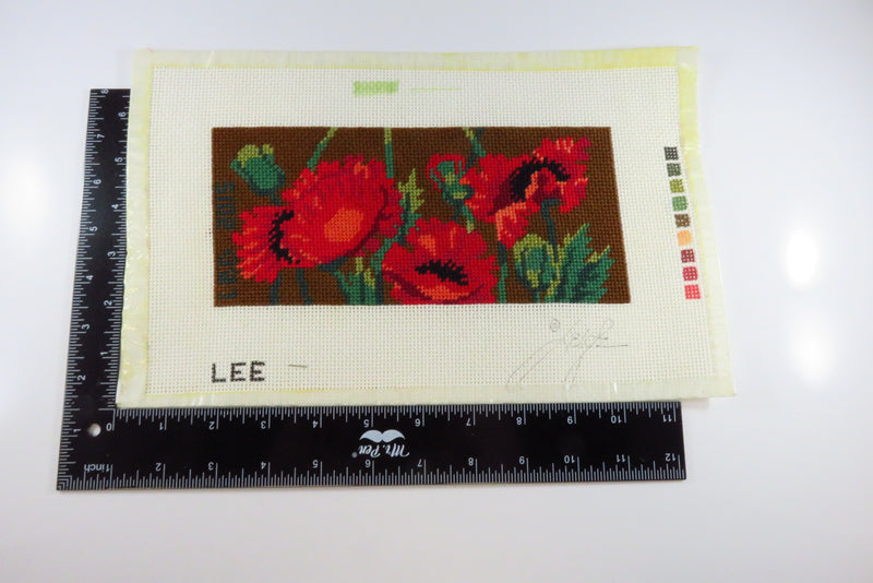 Small Completed Flower Themed Needlepoint LEE Canvas 12" x 7 1/2"