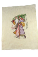Medium Completed Old World Santa Victorian Style Needlepoint Canvas 14 1/2" x 11 — front view