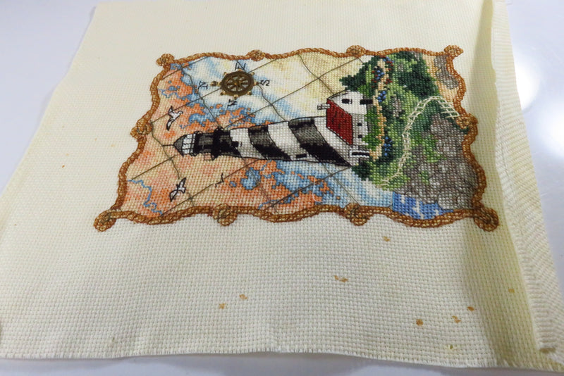 Small Completed Lighthouse Needlepoint Scene