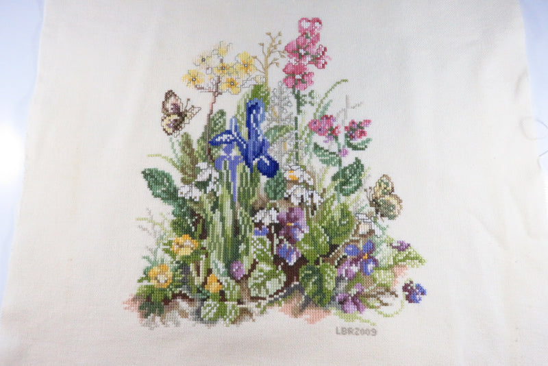 Medium Finished Needlepoint with Flower Arrangement & Butterfly C2003