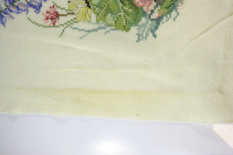 Medium Finished Needlepoint Canvas with Flower Decoration C2003