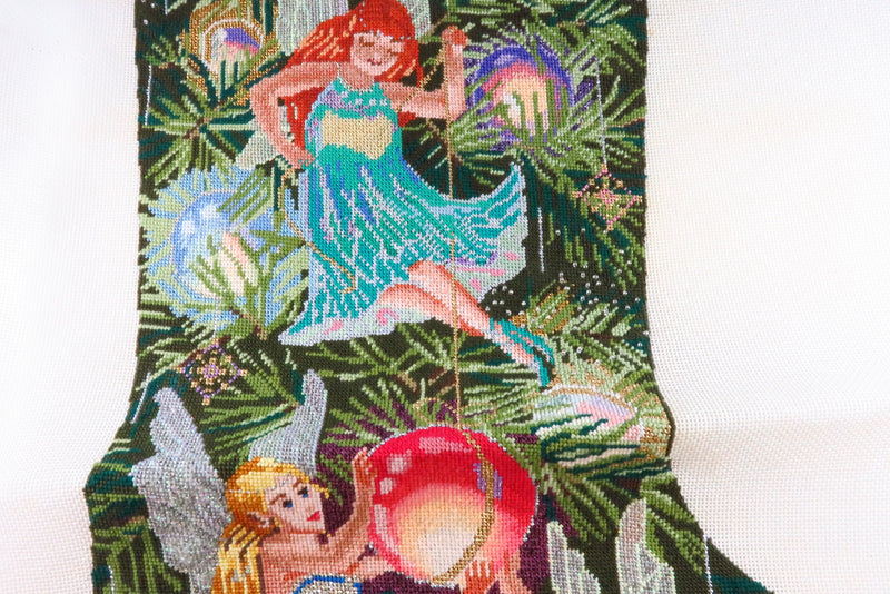 Christmas Fairies Needlepoint Stocking For Completion Approx 21" High