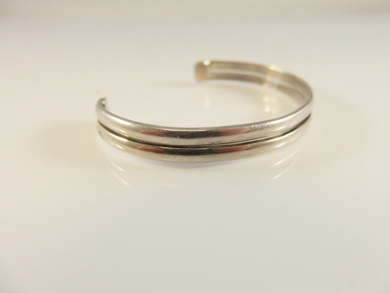 Sterling Silver Petite Cuff Bracelet, Double Wire, Young Adult Size, 5.25 Inch, Pre-Owned