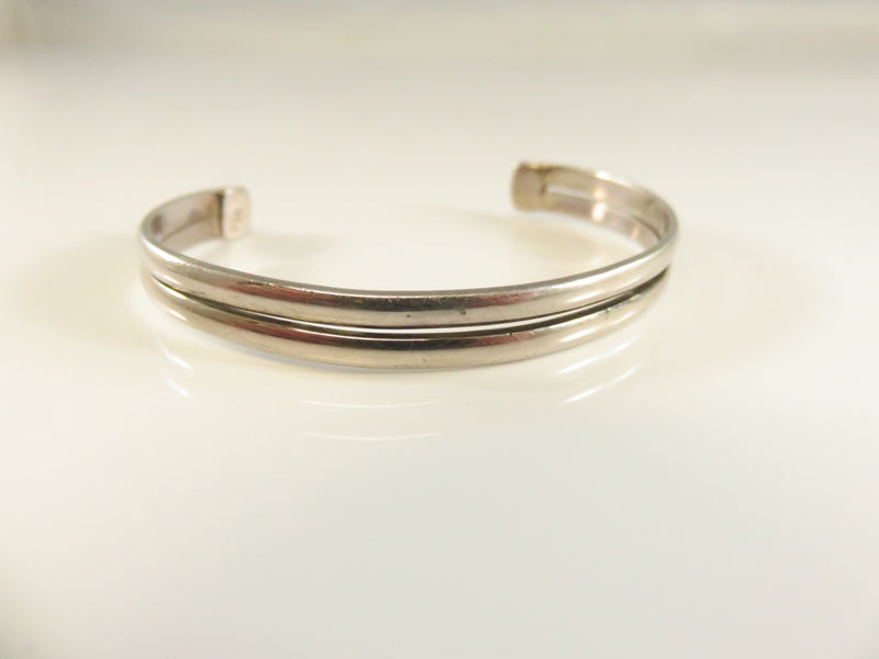 Sterling Silver Petite Cuff Bracelet, Double Wire, Young Adult Size, 5.25 Inch, Pre-Owned