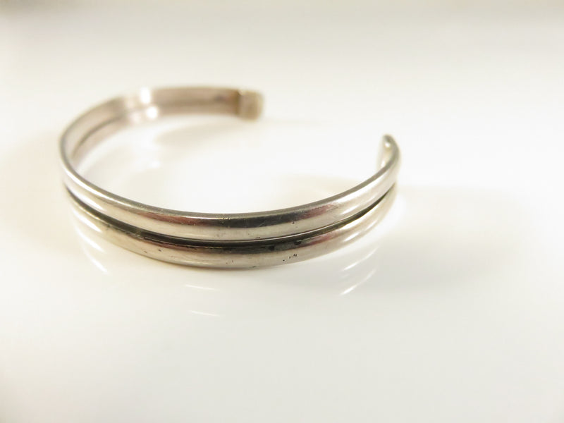 Sterling Silver Petite Cuff Bracelet, Double Wire, Young Adult Size, 5.25 Inch, Pre-Owned