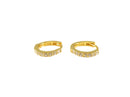 Sterling Silver Petite Hoop Earrings | CZ Accents | Huggie Style — Gold, Sterling Silver — front view
