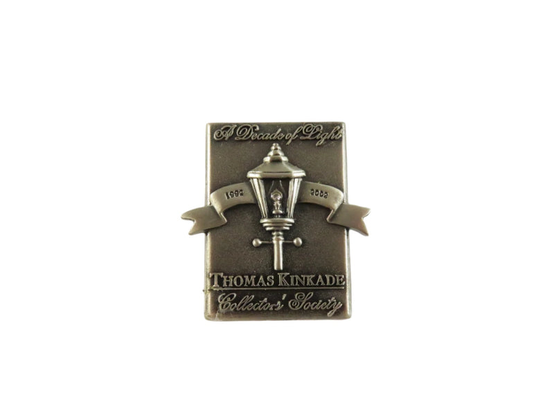 Thomas Kinkade 10th Anniversary Pin | Decade of Light | Lamppost Pin — Silver — front view