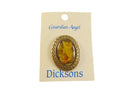 Vintage Dicksons Guardian Angel Pin | Oval Frame | Original Card — Gold — front view