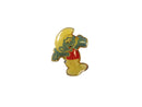 Vintage Happy Smurf Pin | Blue & Red Enamel | Gold Tone — Gold, Enamel — front view