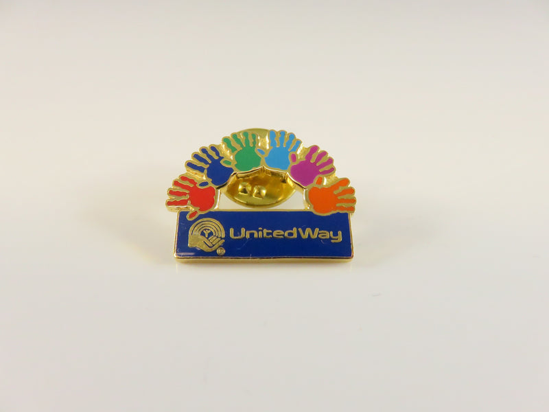 Vintage United Way Helping Hands Pin | Rainbow Enamel | UAW Made