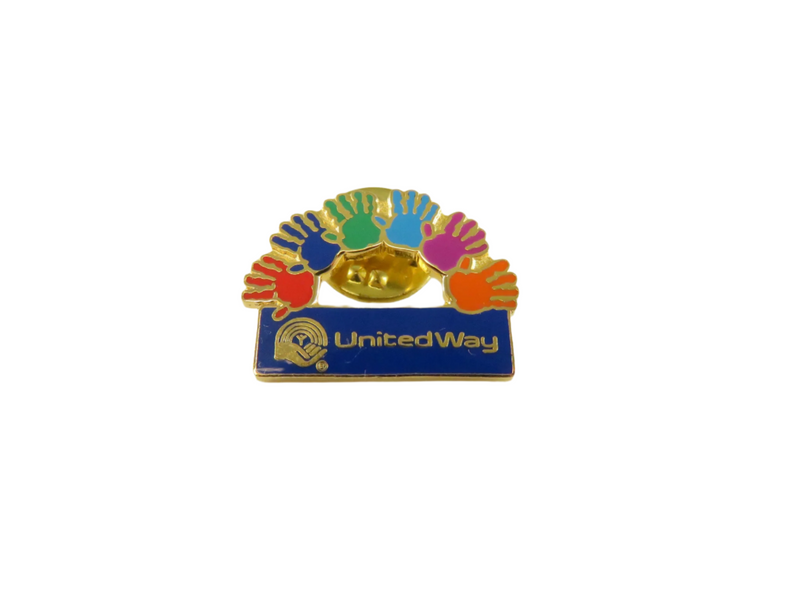 Vintage United Way Helping Hands Pin | Rainbow Enamel | UAW Made