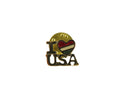 Vintage Avon "I Love the USA" Pin | Patriotic Heart | Red White & Blue — Gold, Enamel — front view