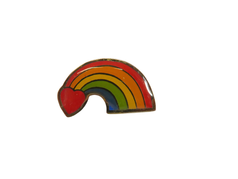 Vintage Heart at the End of the Rainbow Pin | Enamel | Gold Tone