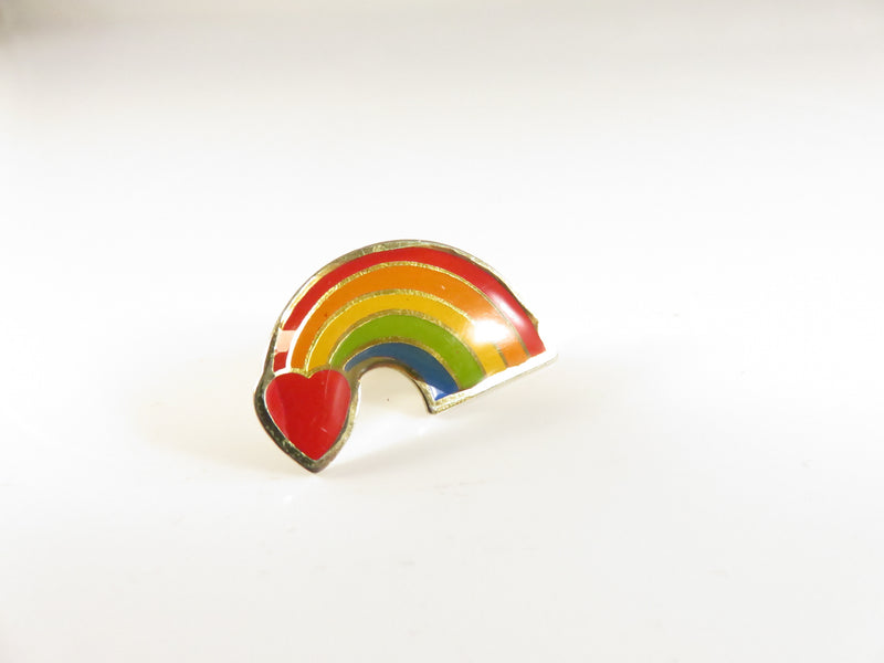 Vintage Heart at the End of the Rainbow Pin | Enamel | Gold Tone