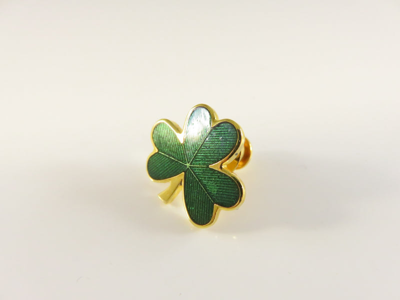 Vintage Hallmark Shamrock Pin | Green Enamel | Irish Clover