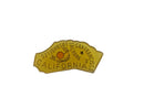 Vintage California Tourist Pin | State Shape | With Orange Design Accent — Gold, Enamel — front view