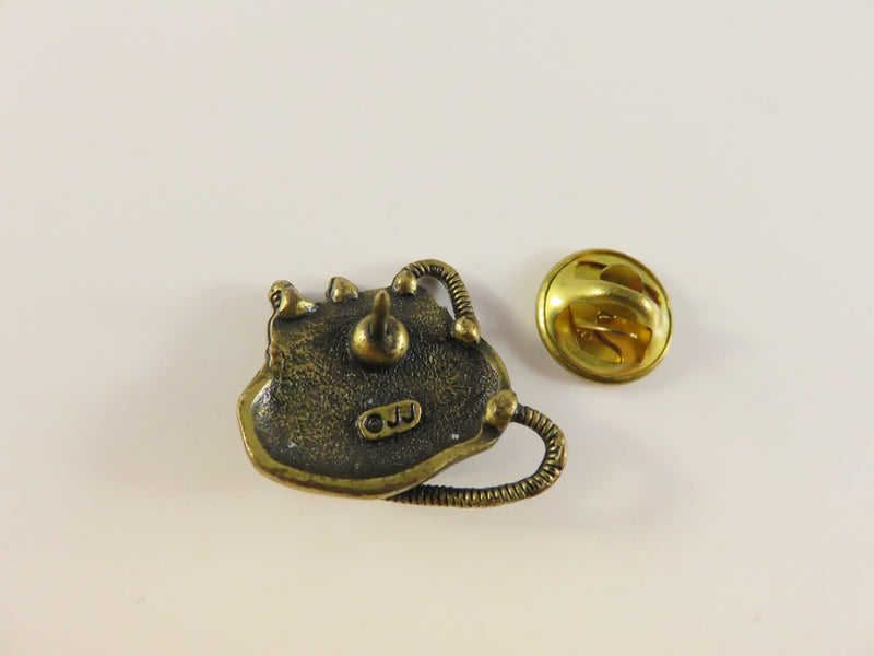 Vintage JJ Jonette Purse Pin | Flower & Butterfly | Brass Tone